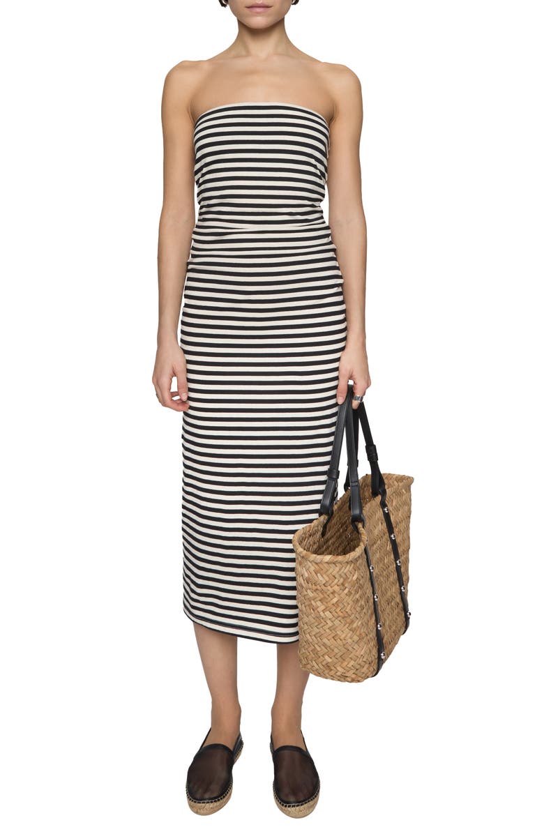 Rebecca Minkoff Bowie Stripe Strapless Cotton Jersey Maxi Dress, Main, color, 