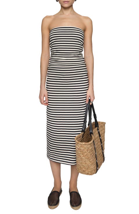 Bowie Stripe Strapless Cotton Jersey Maxi Dress