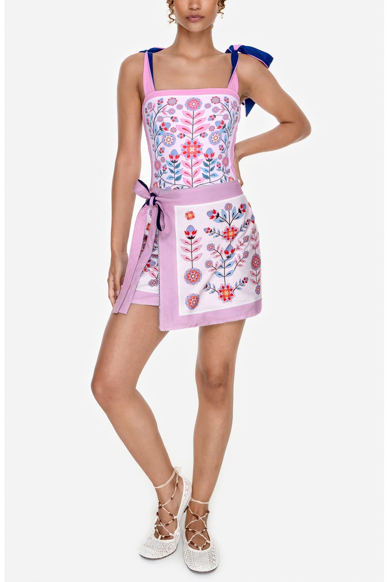 Swim Cover Up Skirt-Pink Garden, Main, color, Pink