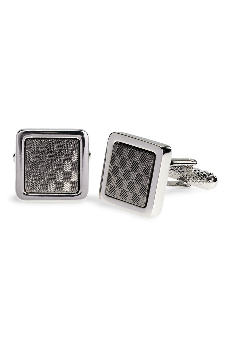 Checkerboard Cufflinks, Alternate, color, GREY