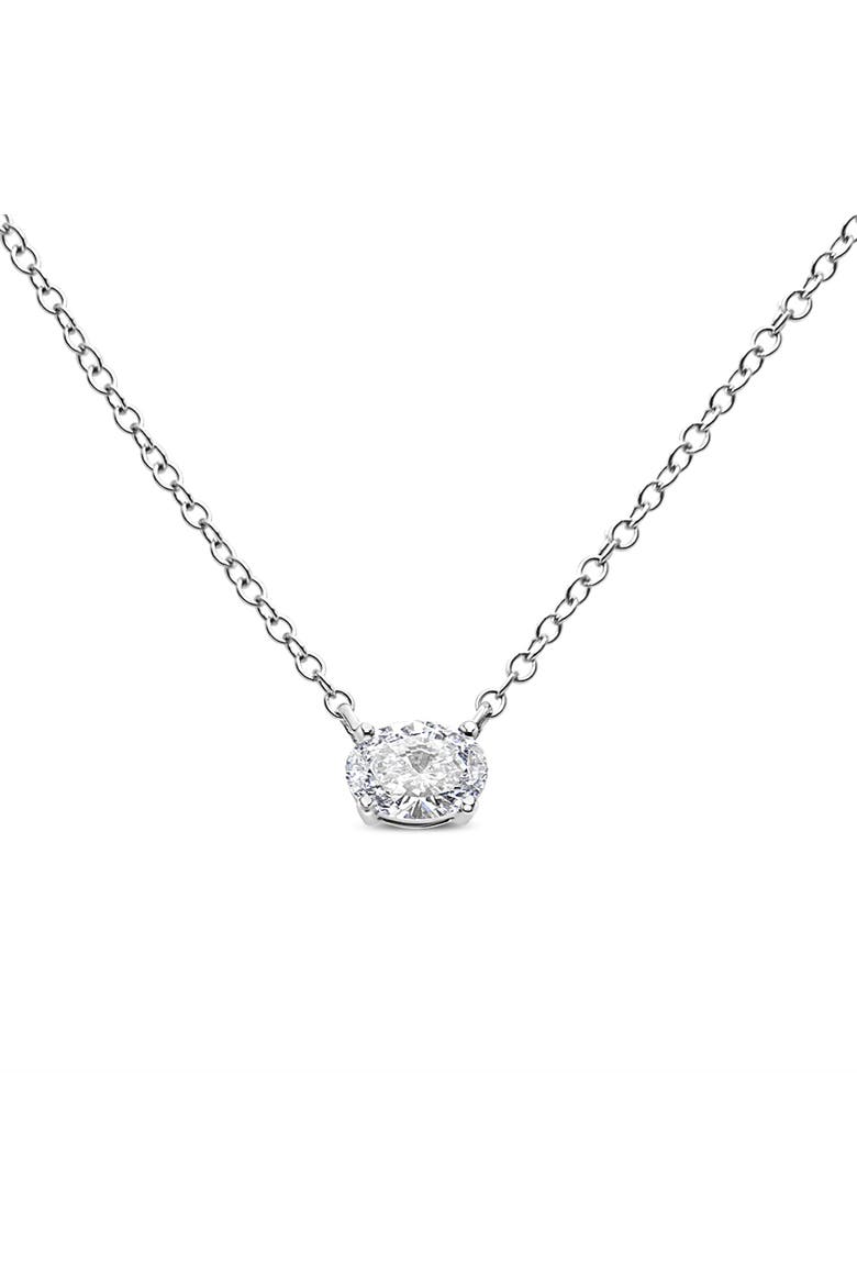 14K White Gold 1/2 Cttw Lab Grown Oval Shape Solitaire Diamond East West Pendant, Alternate, color, White