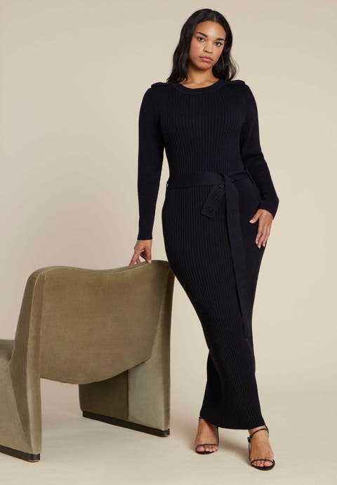 Multi Rib Maxi Sweater Dress (Plus Available)