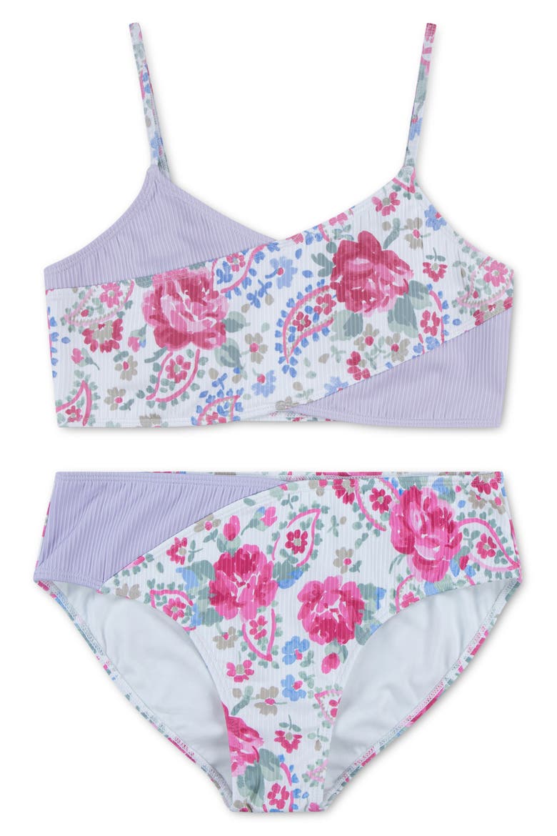 Kids' Cross Wrap Two-Piece Swimsuit, Main, color, ORCHID PETAL