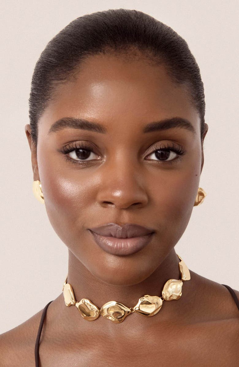 Ettika Liquid Luxe Statement Choker Necklace, Alternate, color, Gold