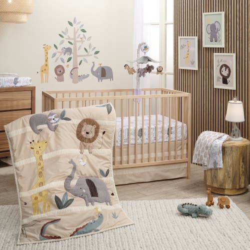 Lambs & Ivy Jungle Story 3-piece Infant Safari Baby Crib Bedding Set In Multi