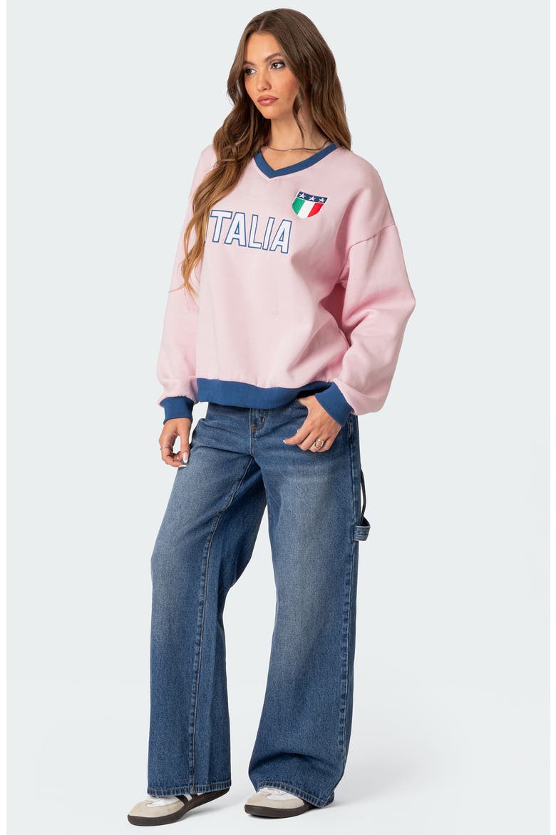 Italy Oversize Sweatshirt, Alternate, color, LIGHT-PINK