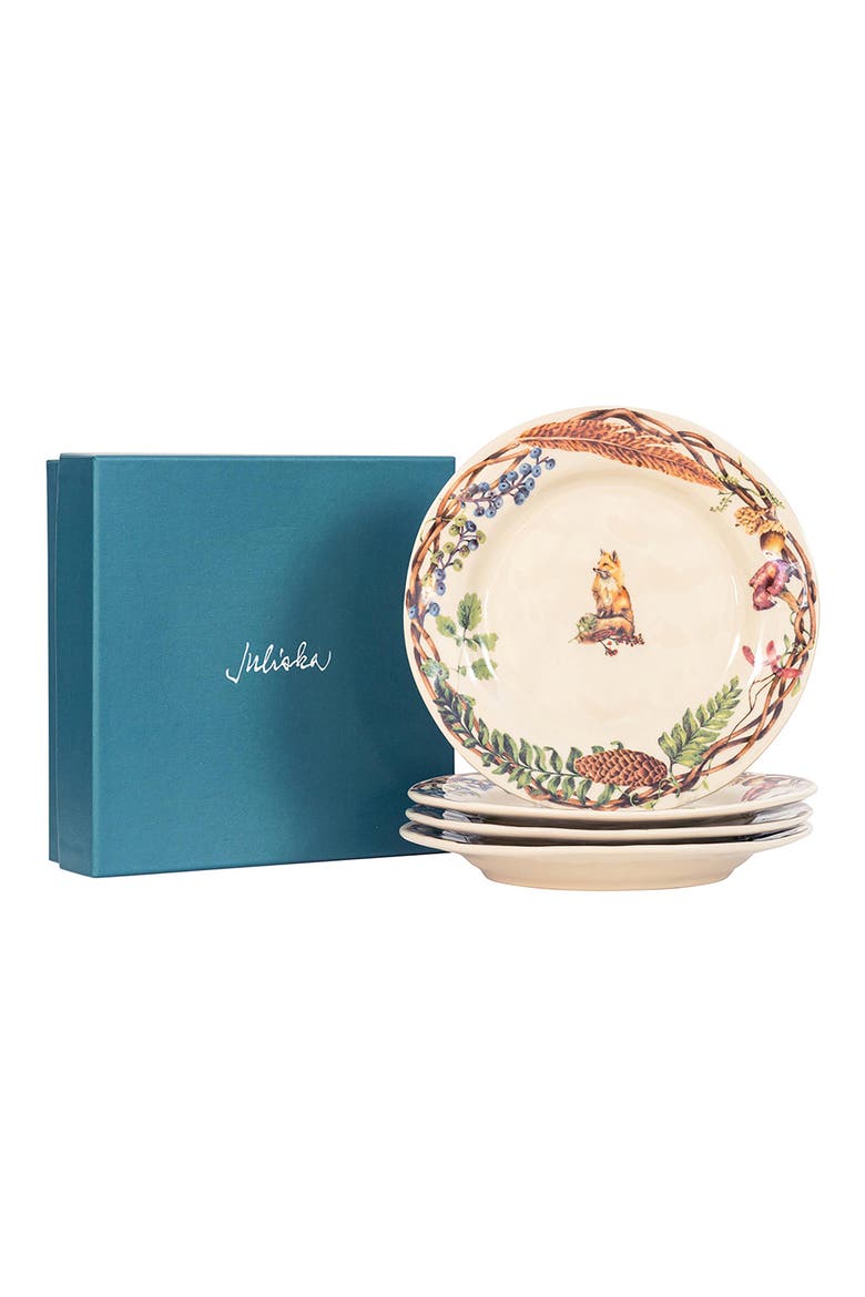 Forest Walk Animal Set of 4 Dessert & Salad Plates, Alternate, color, CAFE AU LATE