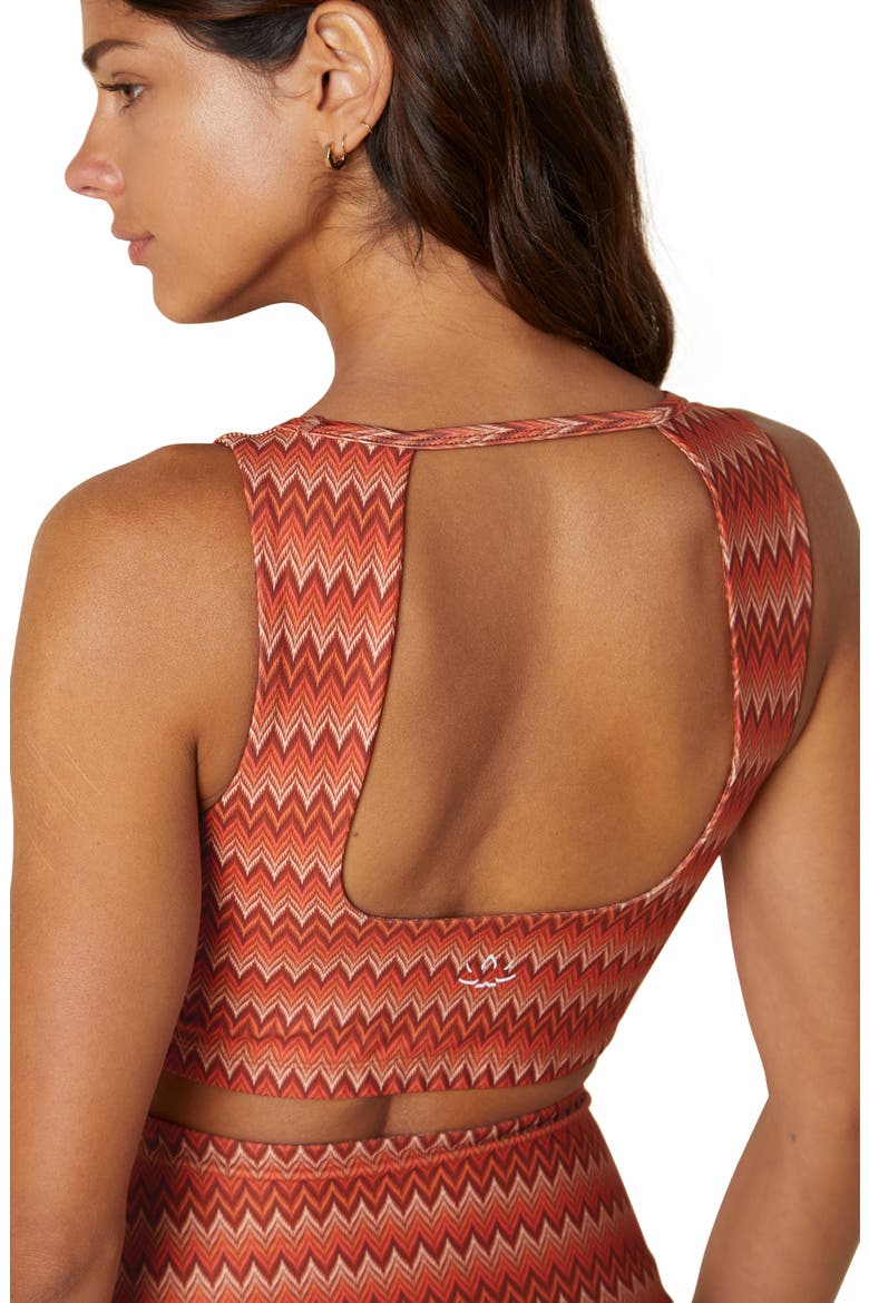 Open Back Activewear Bra, Alternate, color, PAPRIKA CHEVRON
