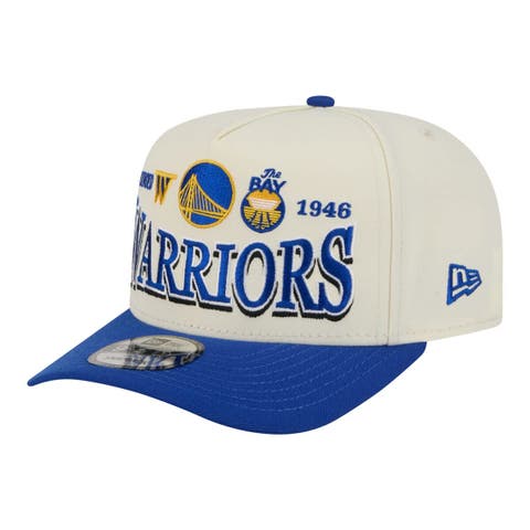 Men's New Era  Cream/Royal Golden State Warriors Stretched 2-Tone A-Frame 9FIFTY Adjustable Hat