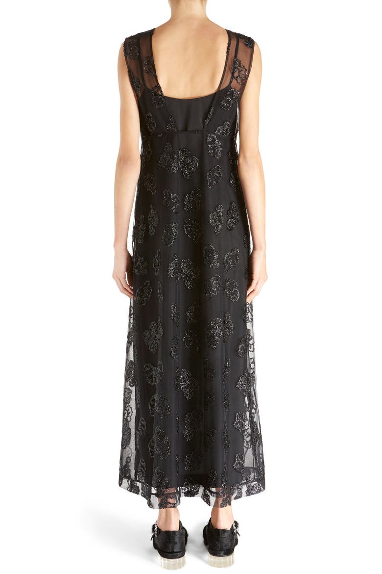 Tinsel Embroidered V-Neck Maxi Dress, Alternate, color, BLACK