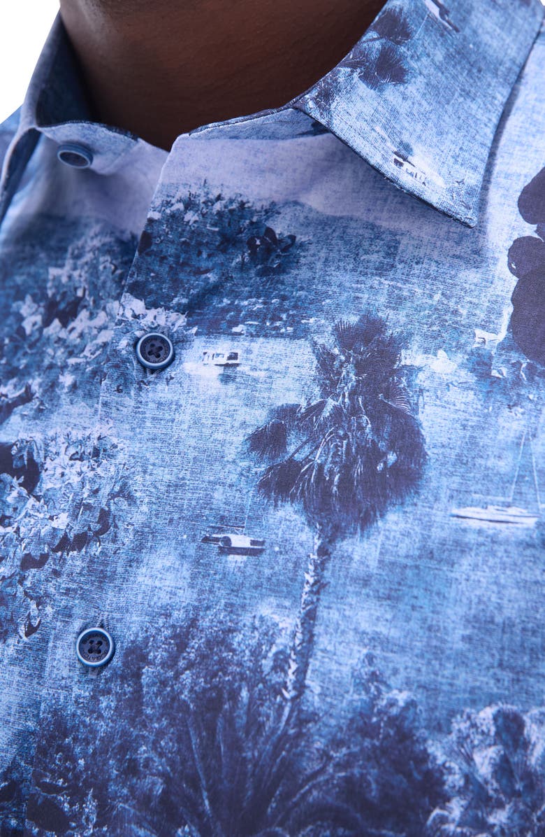 Bugatchi Julian Shaped Fit Stretch Cotton Button-Up Shirt, Alternate, color, Indigo