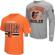 STARTER Men's Starter Heather Gray/Orange Baltimore Orioles Two-Pack Long Sleeve & Short Sleeve T-Shirt Set