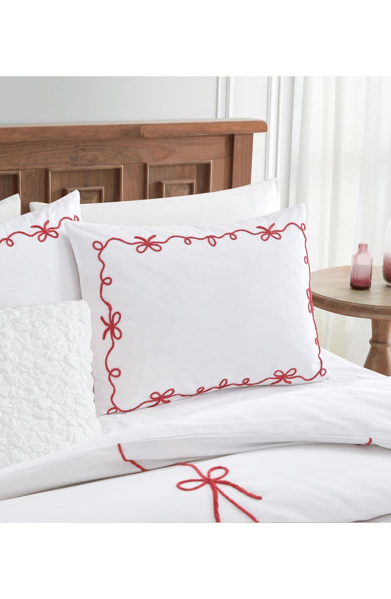 Peri Home Sasha Bows Duvet Cover & Sham Set, Alternate, color, Chili Red