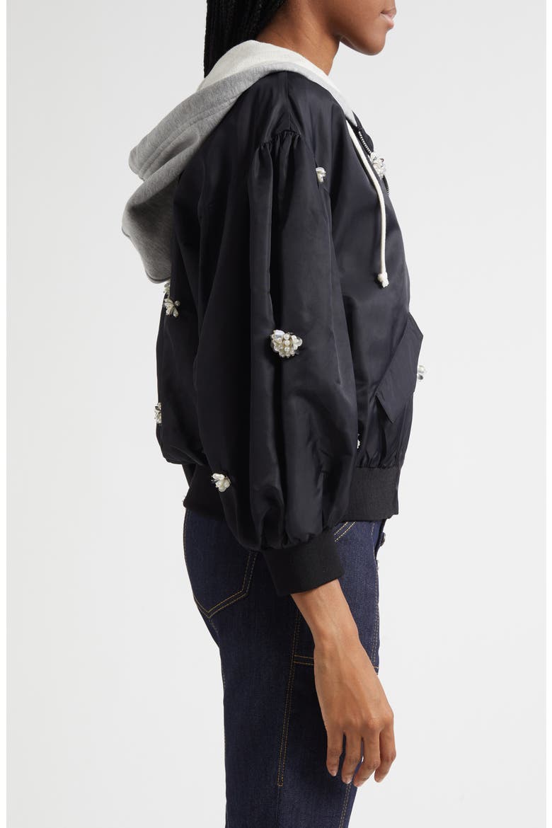 Ollie Rhinestone Detail Hooded Jacket, Alternate, color, BLACK/ PEARL