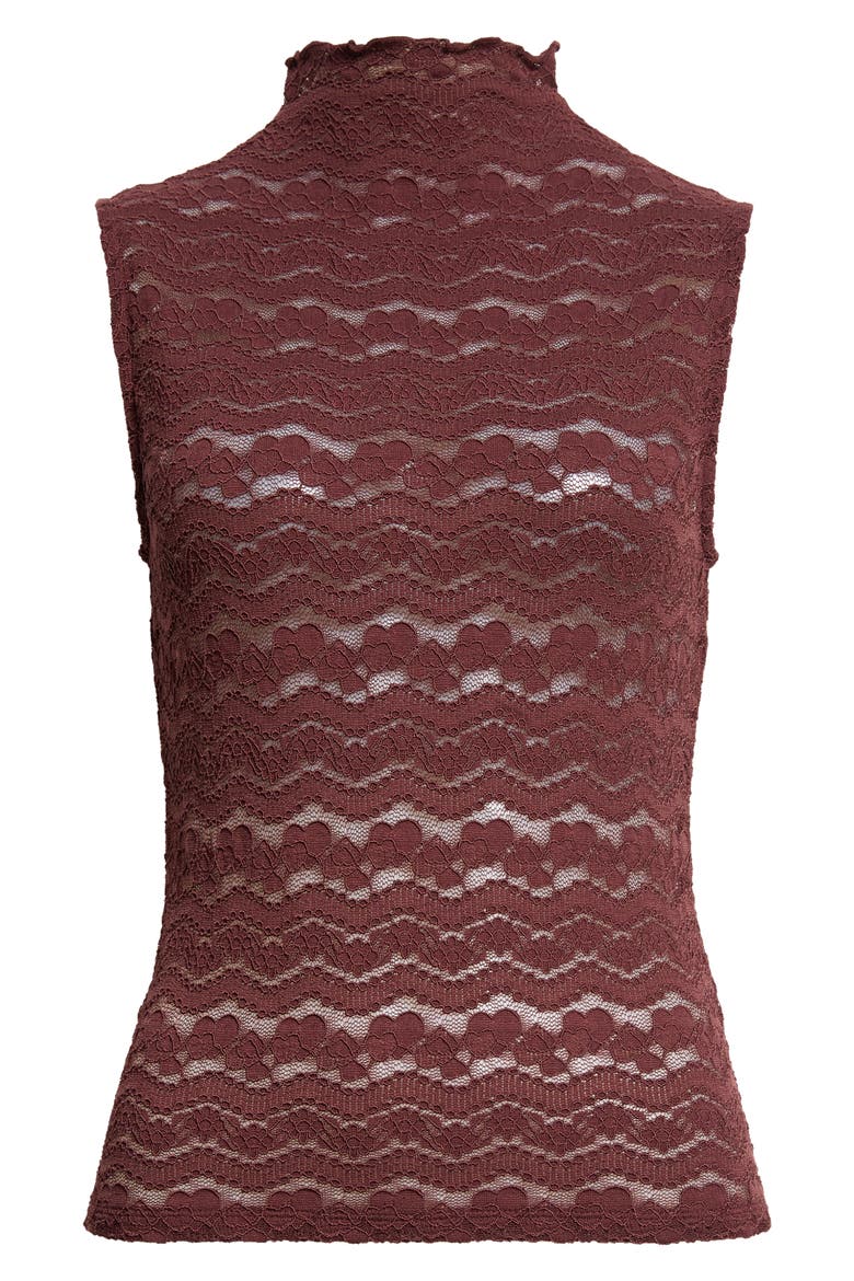 Alora Lace Mock Neck Top, Alternate, color, BURGUNDY