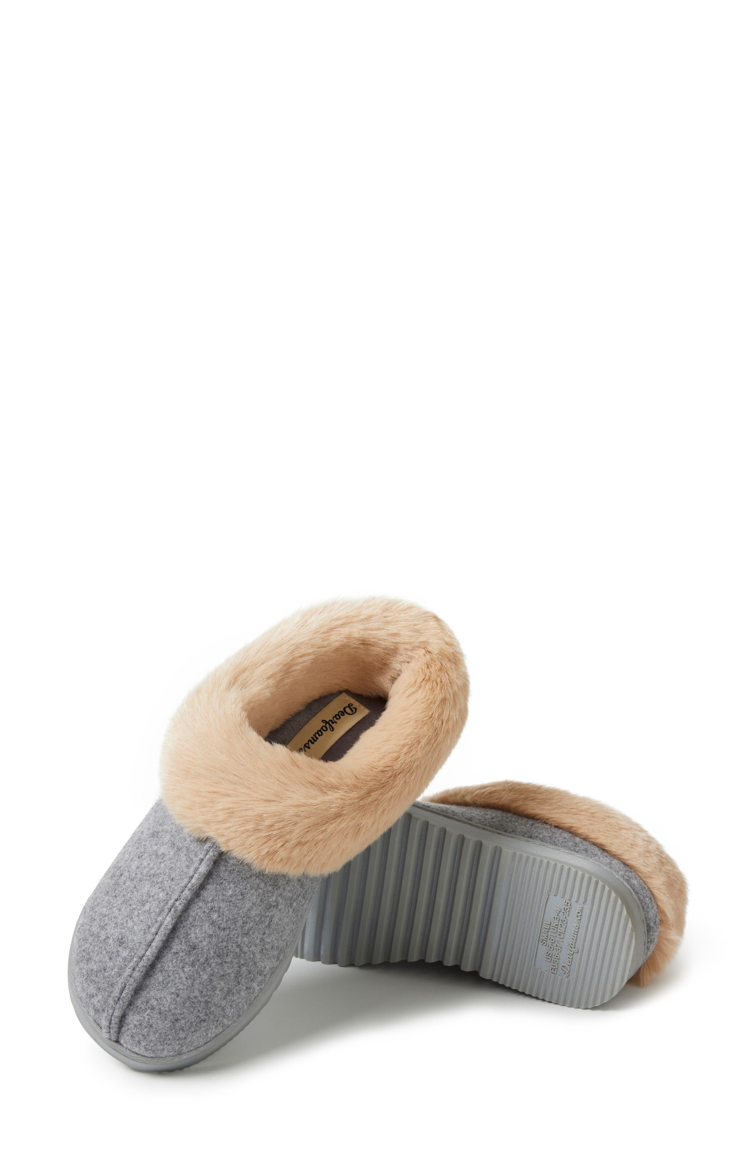 DEARFOAMS Chloe Faux Fur Trim Clog Slipper, Alternate, color, 