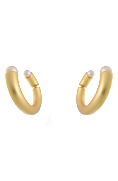 Anais Curve Faux Pearl Front/Back Hoop Earrings