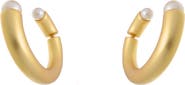 Reiss Anais Curve Faux Pearl Front/Back Hoop Earrings