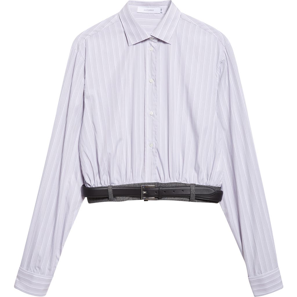 Julie Kegels Cala Belted Crop Button-up Shirt In Multi