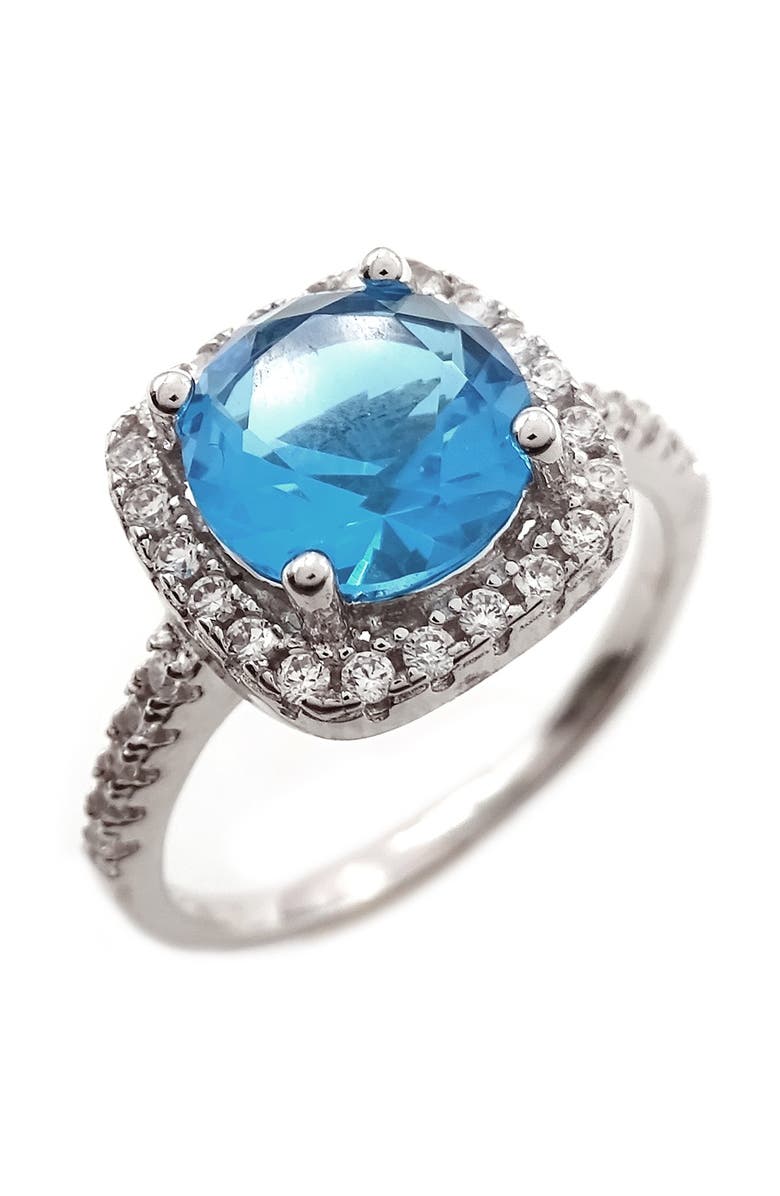 SAVVY CIE JEWELS Sterling Silver Cushion Blue Topaz Cocktail Ring, Alternate, color, 