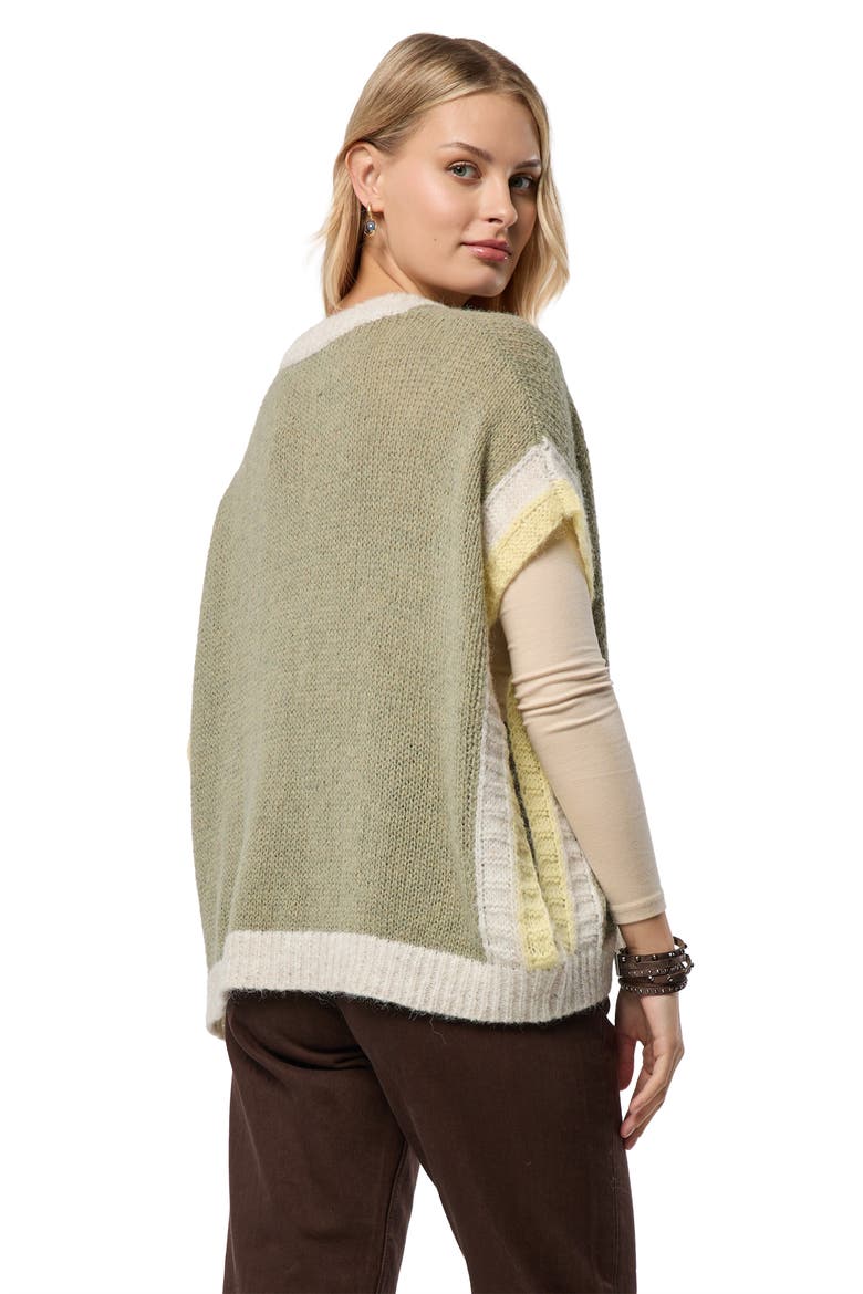 Striped V-Neck Sweater, Alternate, color, GREEN
