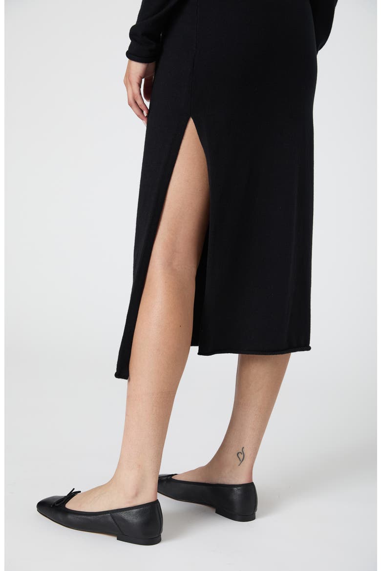 Cosysoft Long Sleeve Slit Sweater Dress, Alternate, color, BLACK