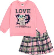 Star Wars The Mandalorian Grogu 2-Piece Sweatshirt and Pleated Skirt Set