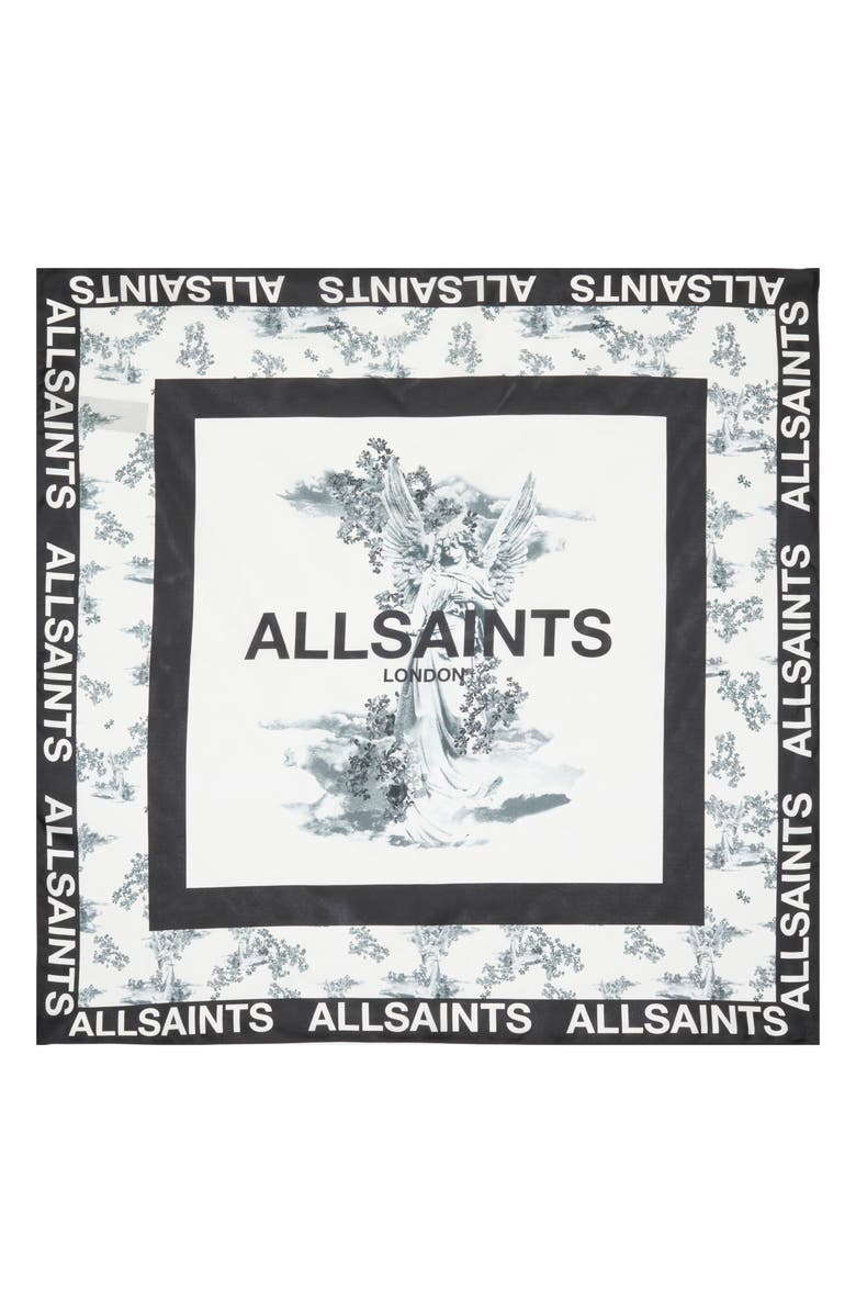 AllSaints Maria Silk Square Scarf, Alternate, color, White