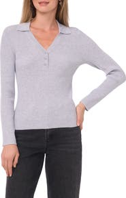 1.STATE Ribbed Polo Sweater