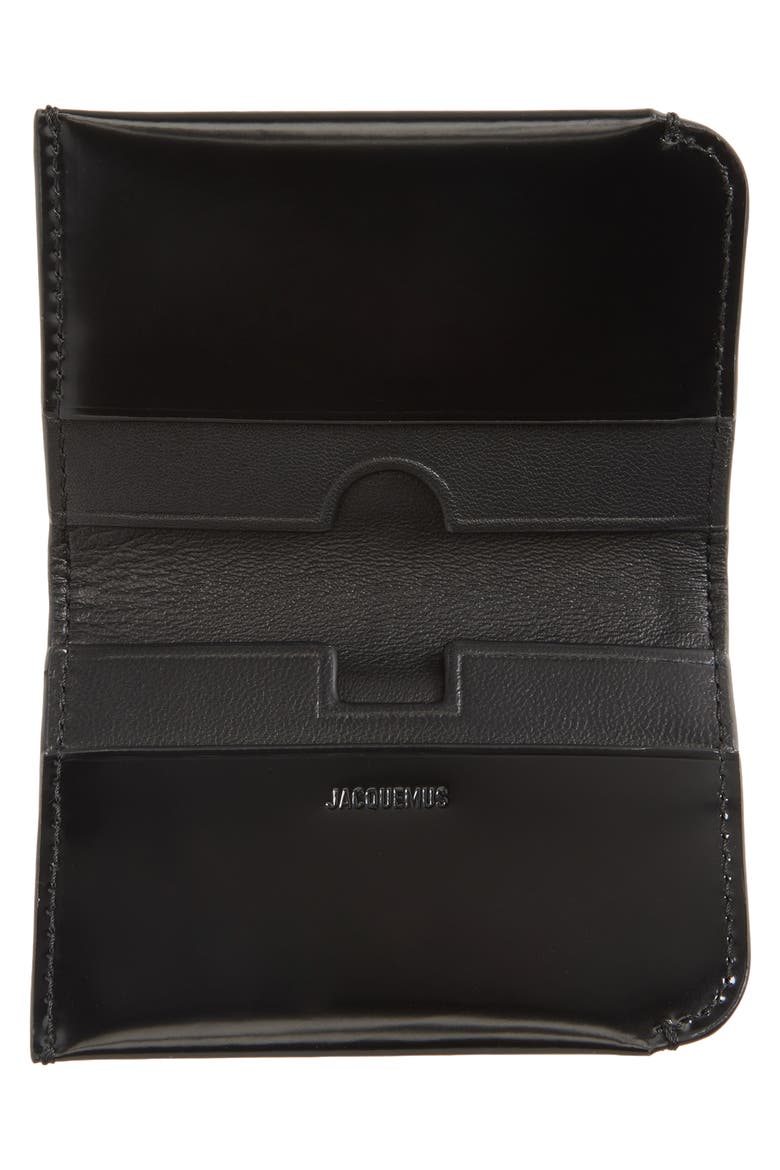 Le Porte Curvo Leather Card Holder, Alternate, color, BLACK 990