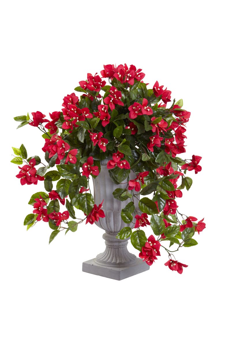 NEARLY NATURAL Bougainvillea Flowering Artificial Plant with Decorative Urn, UV Resistant, Main, color, Red