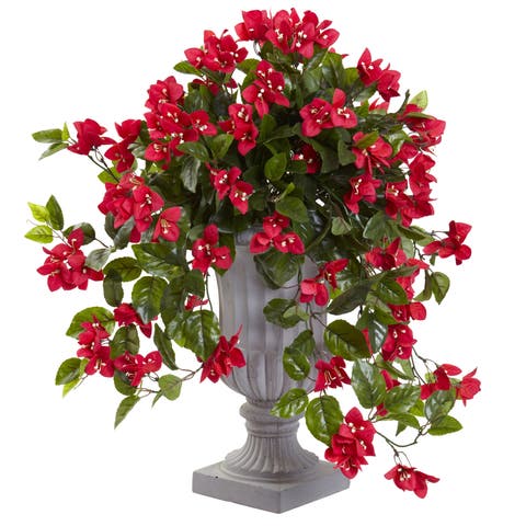 Bougainvillea Flowering Artificial Plant with Decorative Urn, UV Resistant (Indoor/Outdoor)