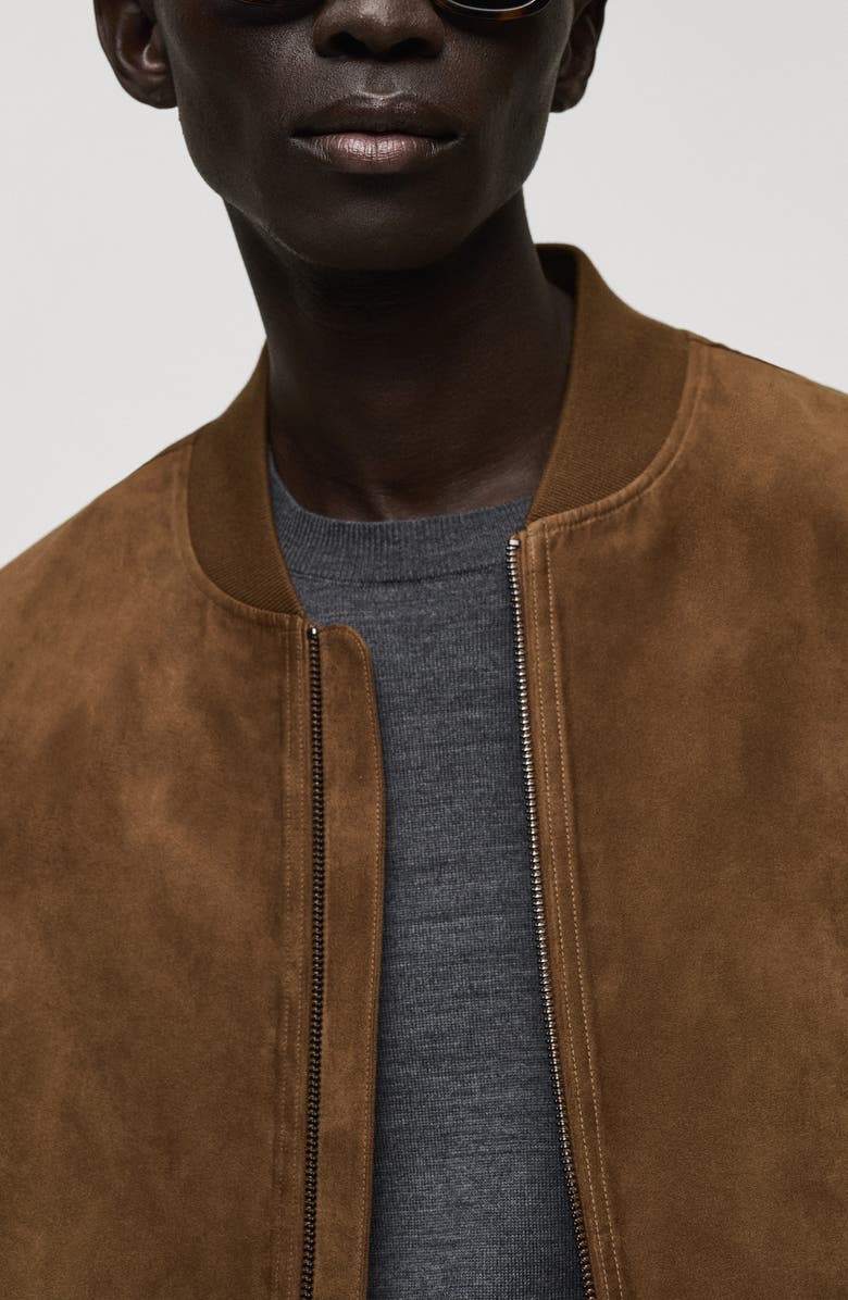 MANGO Faux Suede Bomber Jacket, Alternate, color,