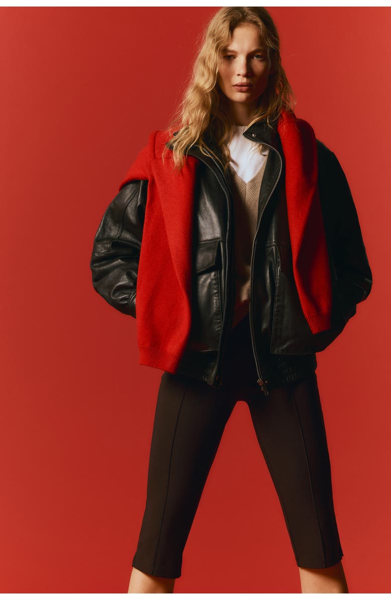 H&M Crease-leg Capri Leggings, Alternate, color, Dark Brown