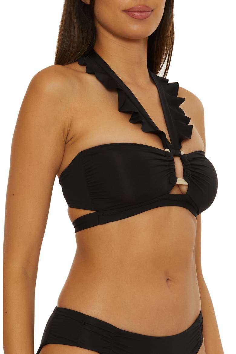 Buckle Up Bandeau Bikini Top, Alternate, color, BLACK