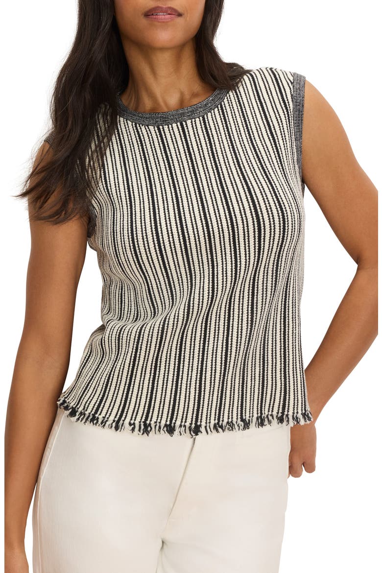 This and That Stripe Fringe Trim Sweater Tank, Main, color, BLACK MULTI