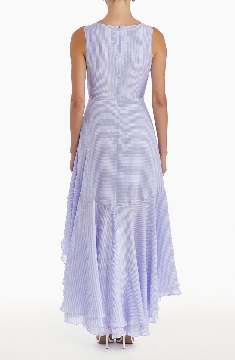 Amanda Uprichard Casella Stripe Sleeveless Ruffle High-Low Dress, Alternate, color, Blue
