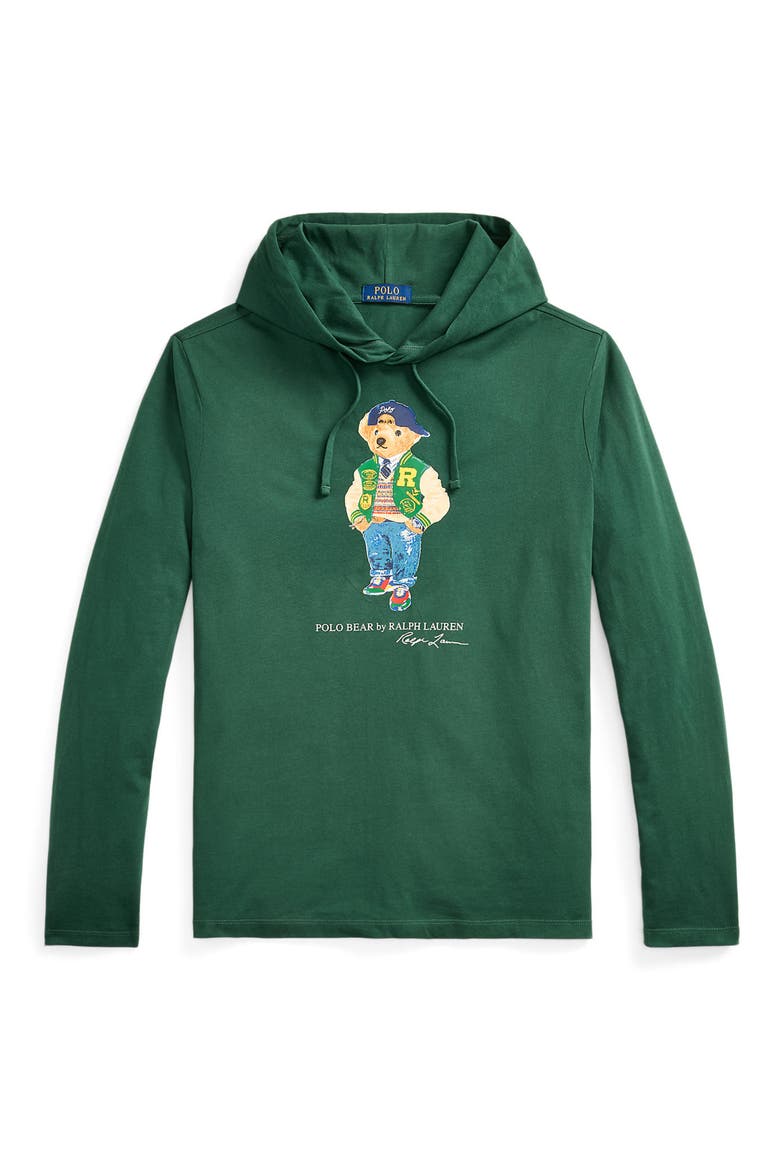 Polo Bear Hooded Long Sleeve Graphic T-Shirt, Main, color, VINTAGE PINE BEAR