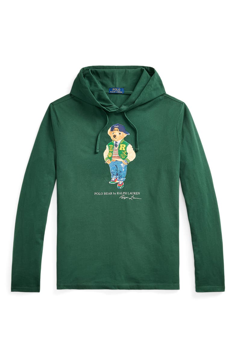 Polo Ralph Lauren Polo Bear Hooded Long Sleeve Graphic T-Shirt, Main, color, 