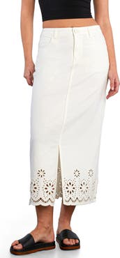 Wash Lab Denim Eyelet Maxi Denim Skirt
