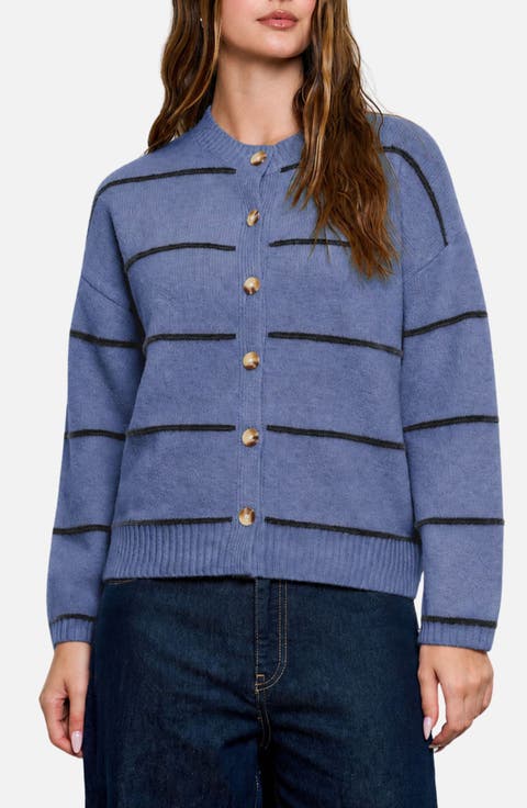 Stripe Crewneck Cardigan