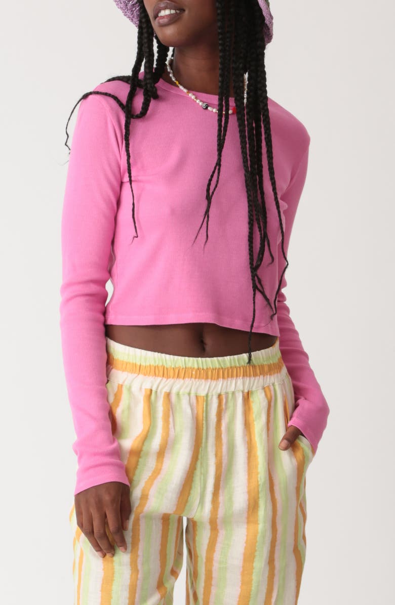 Electric & Rose Rory Rib Long Sleeve Crop T-Shirt, Main, color,