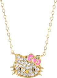 Hello Kitty Necklace for Women 18" Official License, Cubic Zirconia Pendant