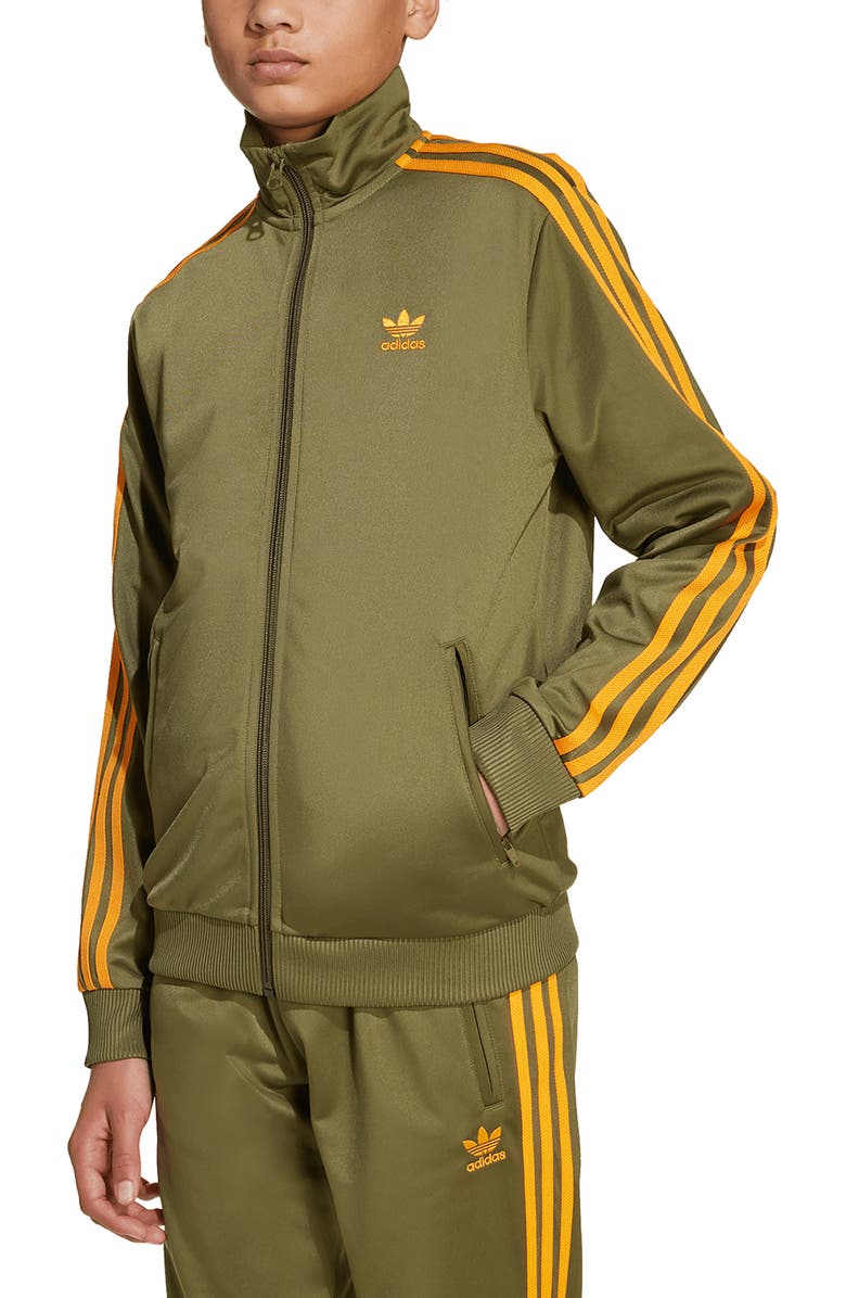adidas Kids' Firebird Recycled Polyester Track Jacket, Alternate, color, Focus Olive