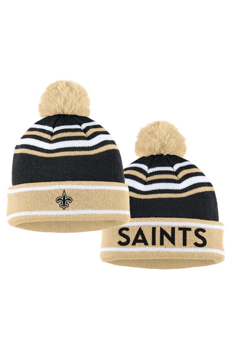 Women's WEAR by Erin Andrews Black New Orleans Saints Colorblock Cuffed Knit Hat with Pom and Scarf Set, Alternate, color, Black