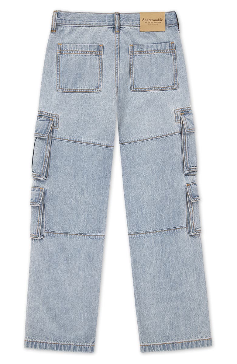 abercrombie kids Kids' Baggy Denim Cargo Pants, Alternate, color, Lcmgoat