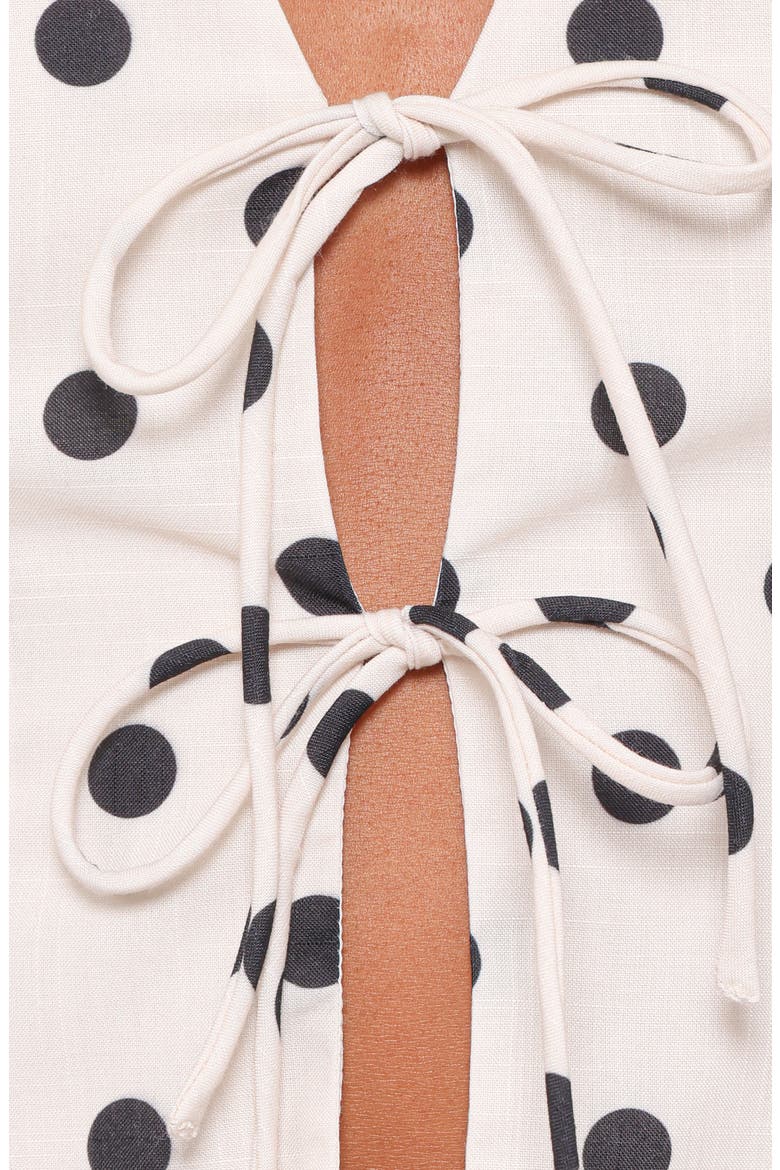 Zoie Polka Dot Tie Front Sleeveless Top, Alternate, color, CREAM POLKA DOT
