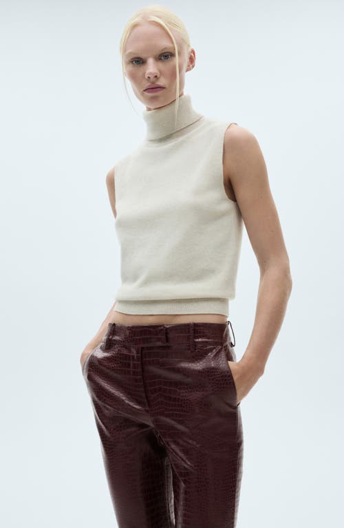Shop Mango Snake Embossed Faux Leather Flare Pants In Burgundy
