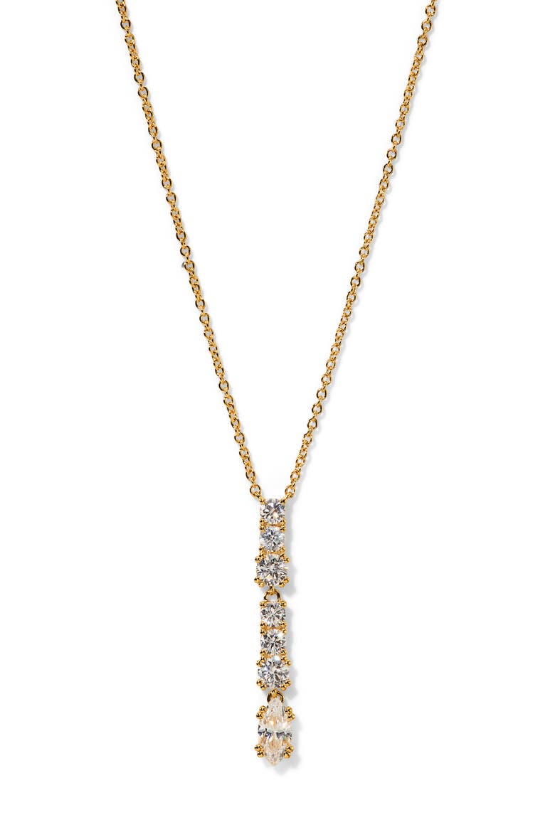 Twinnie Cubic Zirconia Pendant Necklace, Main, color, GOLD