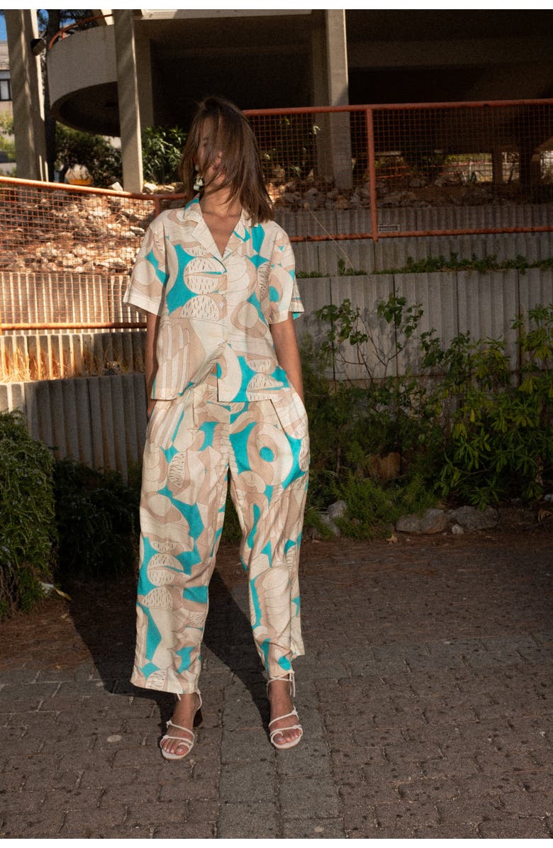 Untitled in Motion Ease Short-Sleeve Button-Up Printed Shirt, Alternate, color, Sculpting